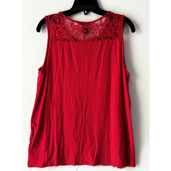 NWT Adrianna Papell Small Moroccan Ruby Lace Front Sleeveless Blouse - Picture 2 of 4